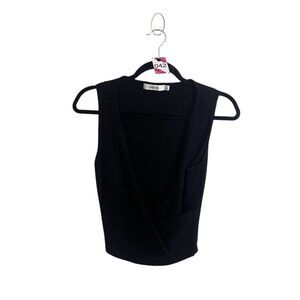 JustFab Tank Top XL Black Sleeveless Wrap Knit